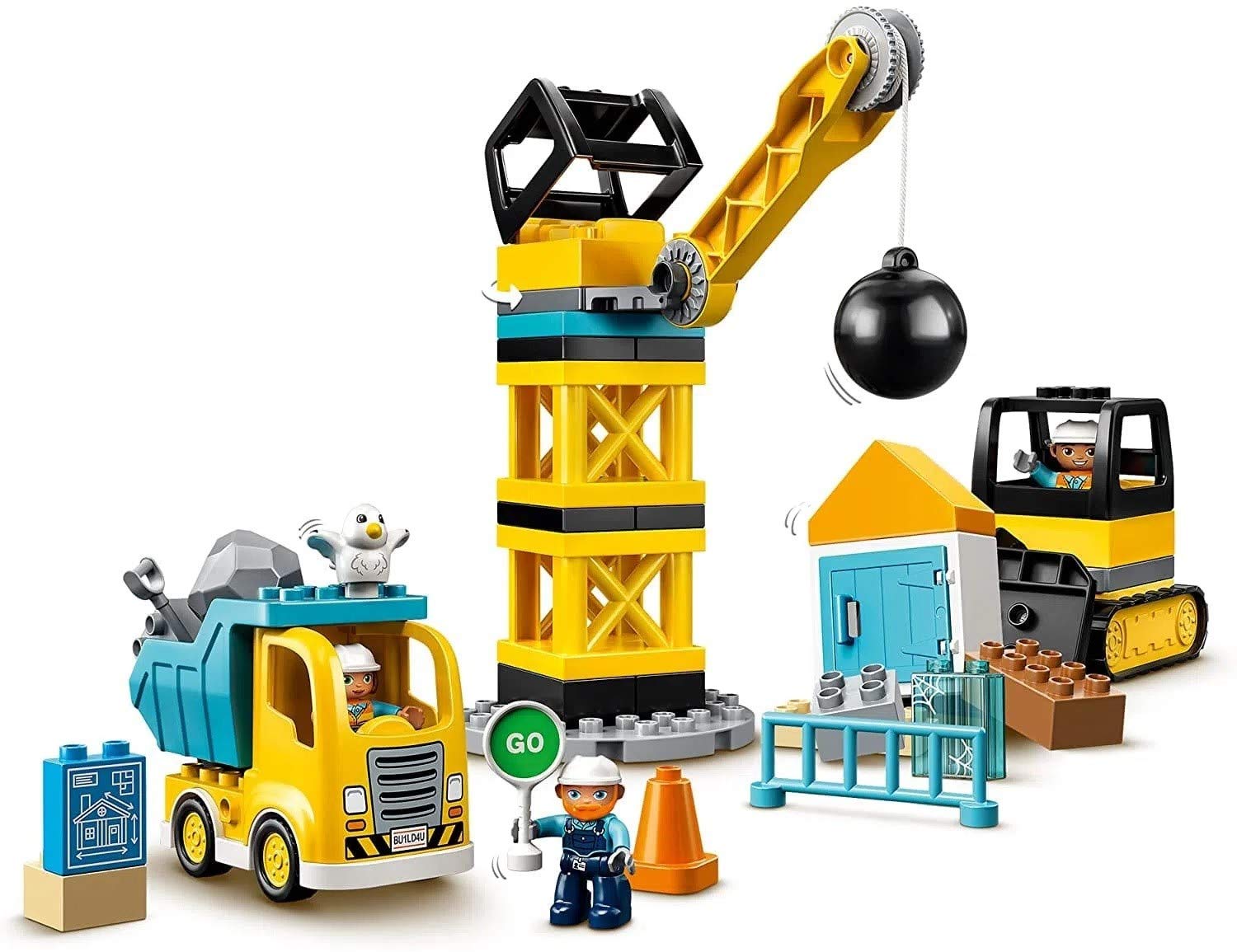 LEGO DUPLO Construction Wrecking Ball Demolition 10932 Toy for Preschool Kids; Building and Imaginative Play with Construction Vehicles; Great Developmental Gift for Toddlers (56 Pieces)