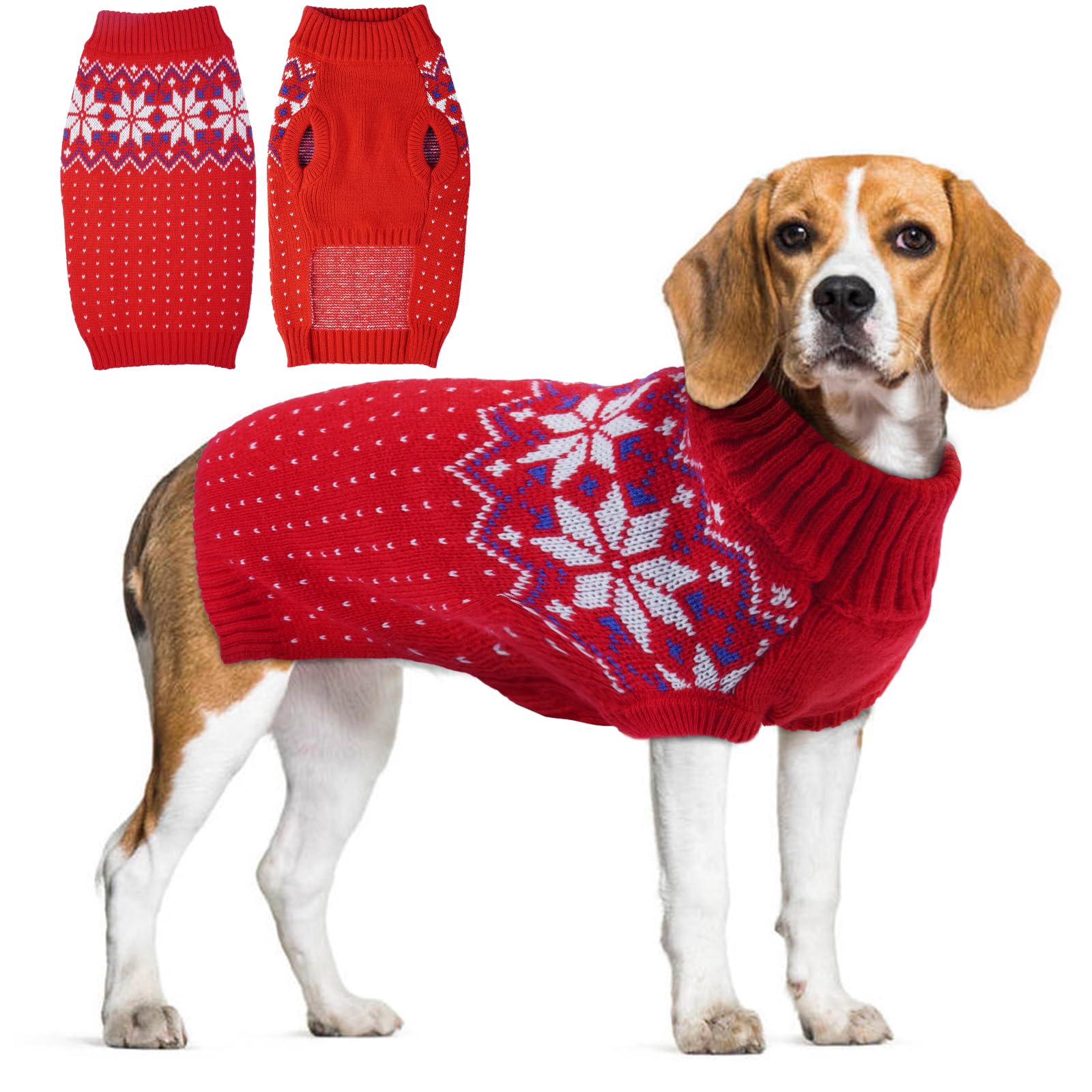 Red L Winter Warm Dog Jumper Sweater Costume Outfit Soft Coats Clothes for Medium Dogs，Red, L