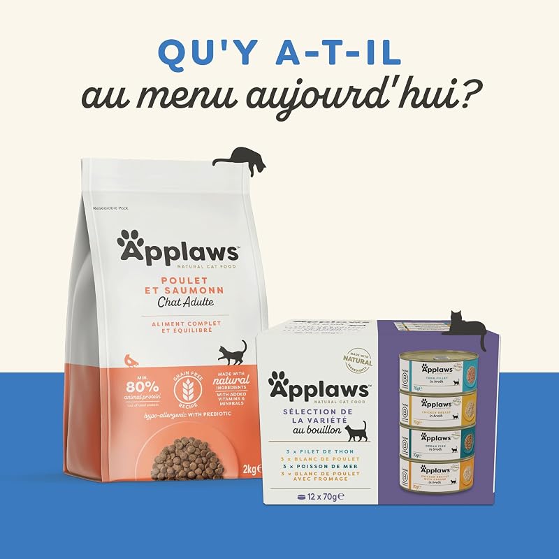 Nourriture Humide 100% Naturelle pour Chats Adultes, Sélection de Poissons en Sauce, Pack Mixte, 12 x 70g Boîtes