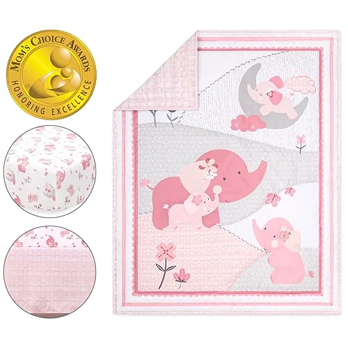 Pink Elephant Nursing Decor Set Pieces Crib Comforter, Crib
