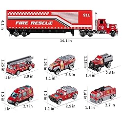 TEMI Diecast Emergency Fire Rescue Vehicle Toy Set