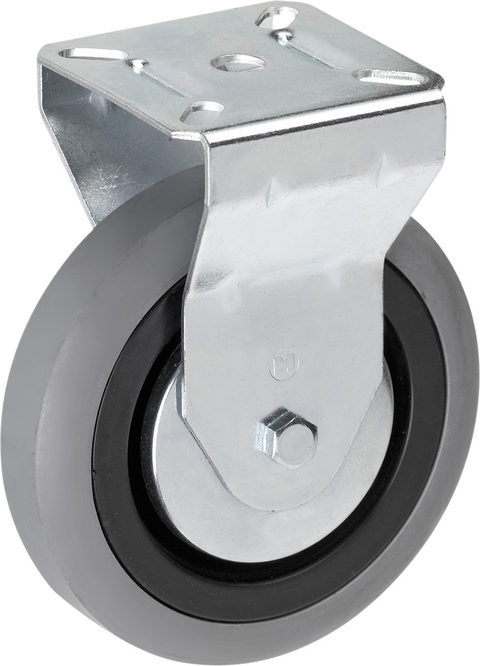 Metafranc Fixed Castor, 100 mm Diameter, 60 x 60 mm Plate, Rubber Wheel, Soft Tread, 75 kg Load Capacity, 1 Unit