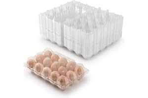 AYAYGD 40 Pack Plastic Egg Cartons Cheap Bulk, 1 Dozen Clear Empty Egg Cartons for Chicken Eggs 3x5 Grids, Reusable Egg Carton for Family, Chicken Farm, Markets Display