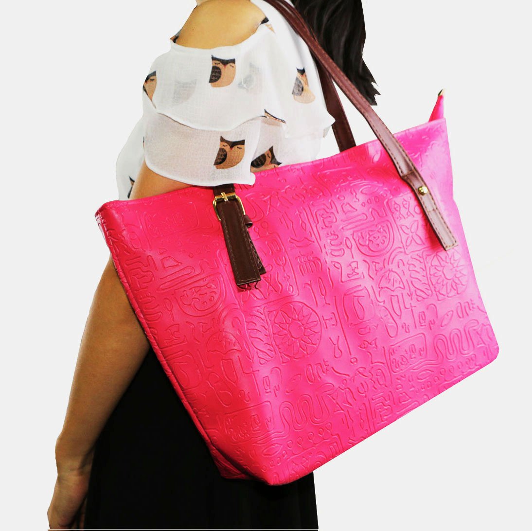 womens Shoulder Bag Casual Big Shoppingbags Tote Handbag Work Bag Travel Bags for Women Girls Ladies (rose red)