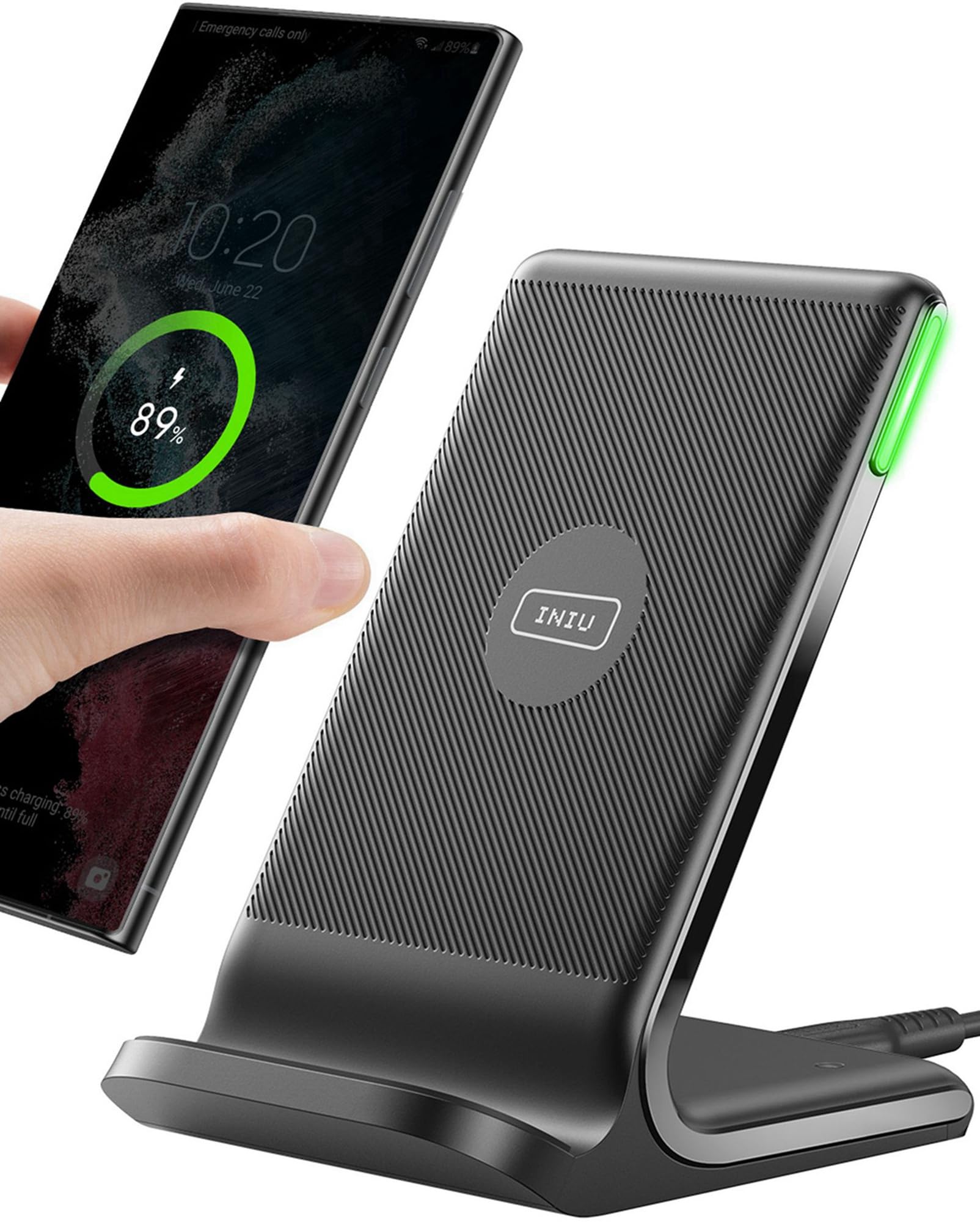 INIU Wireless Charger Stand, 15W Induktive Ladestation Schnelles Kabelloses Ladegerät Handy Ständer handyhalterung für iPhone 17 16 15 14 13 12 Pro Max Samsung Galaxy S23 S22 Google etc