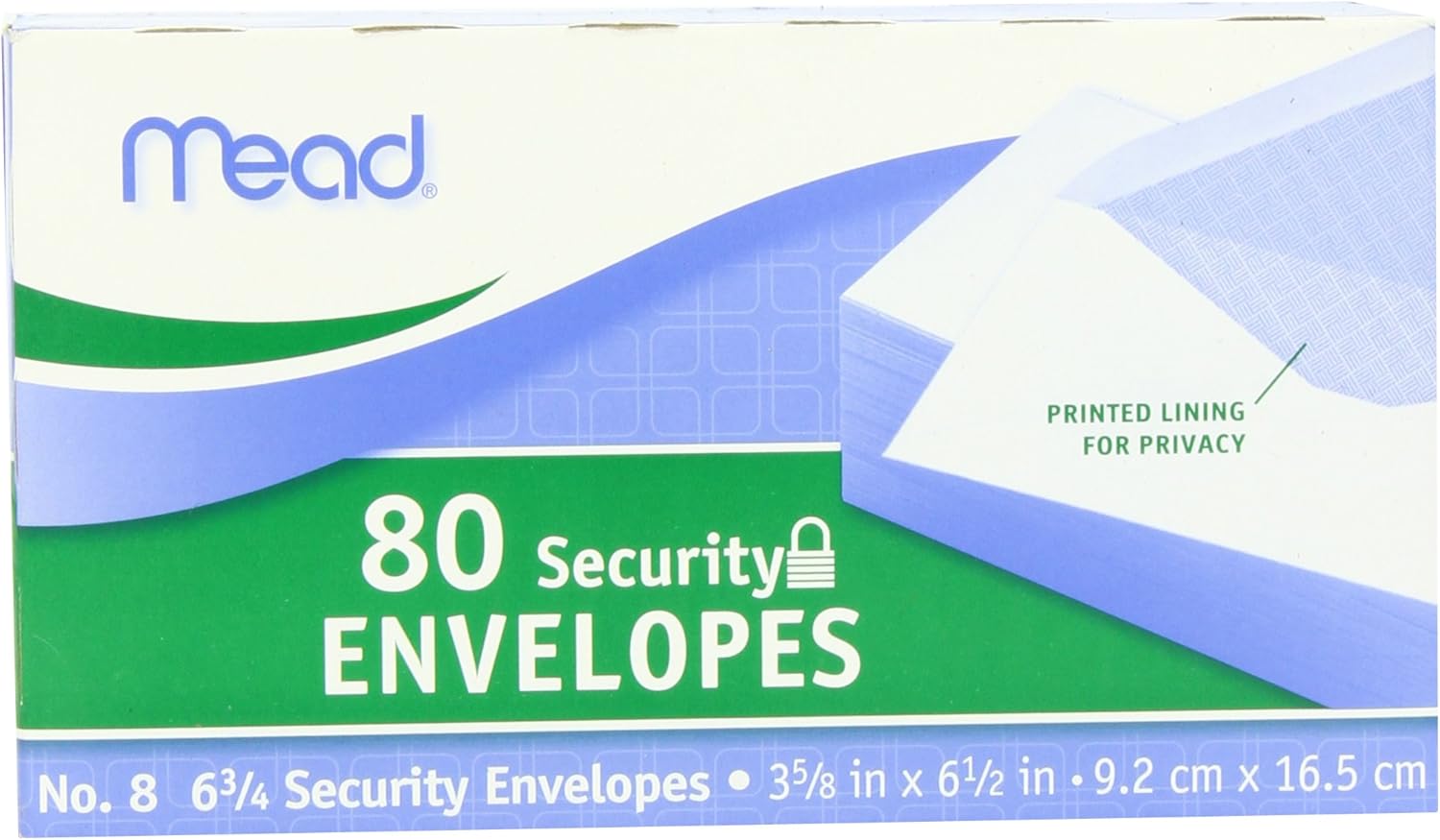Mead #6-3/4 Security Envelopes, 3-5/8" x 6-1/2", Confidential, White, 80 per Box (75212) : Business Envelopes : Office Products