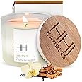 HHI All-Natural Scented Soy Candle | Vanilla Musk | A Blend of Cinnamon and Amber | Large 8 Ounce Single Wick | Long Burn time