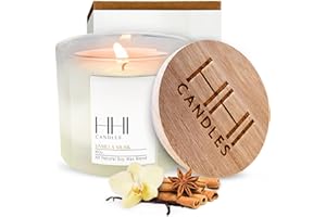 HHI CANDLES HHI All-Natural Scented Soy Candle | Vanilla Musk | A Blend of Cinnamon and Amber | Large 8 Ounce Single Wick | Long Burn time