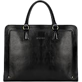 Banuce Italian Full Grain Leather Briefcase for Women Fits 15.6" Laptop | Eco-friendly Leather,Paded Laptop Compartment,Travel-friendly Luggage Strap,Detachable Strap,Office Work,Business Travel