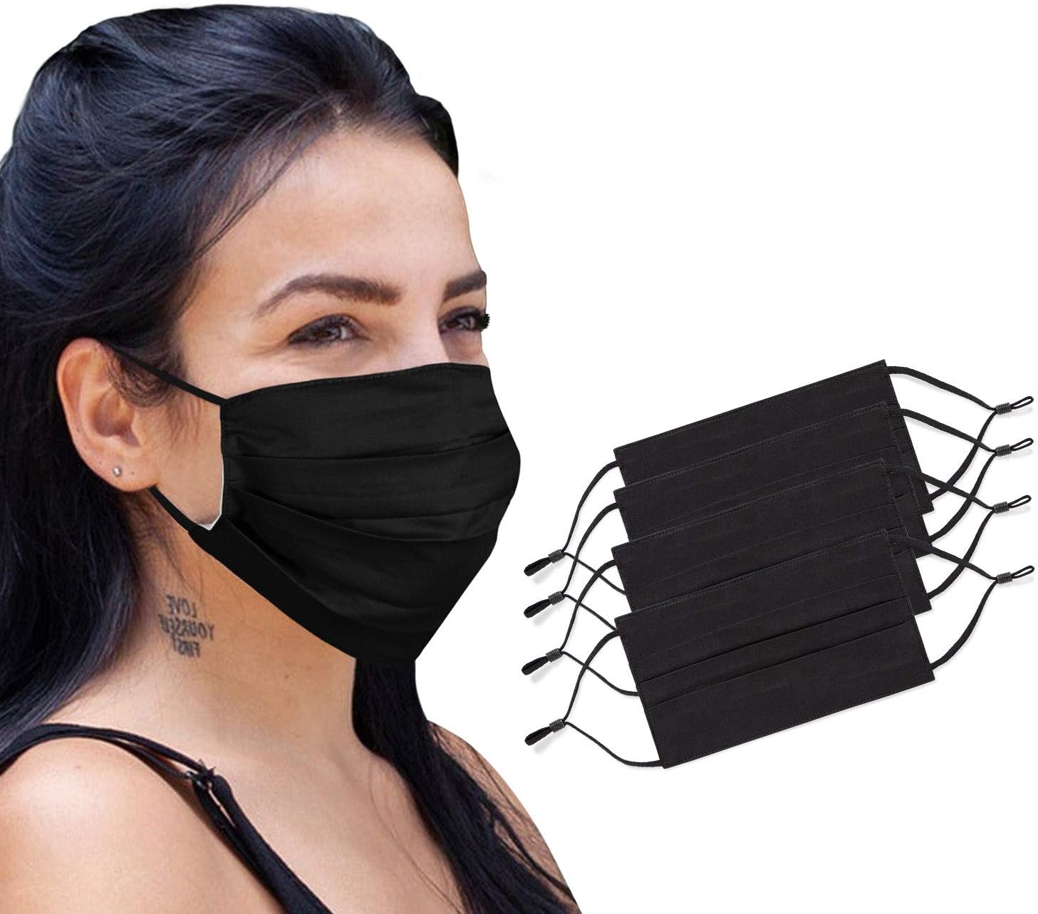 Unisex Reusable Cloth Face Mask 2 Layer Cotton Pleated Mask