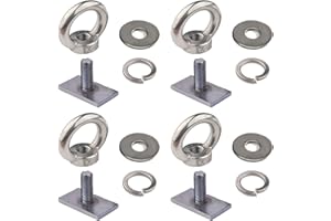 4 Pack Tie Down Eye Nuts, Solid Stainless Steel/Heavy Duty Eye Bolt M8, Compatible with Most Track Systems. Suitable for Most