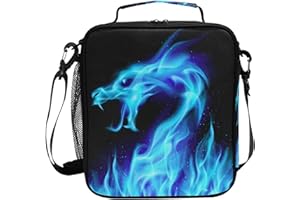 AUUXVA Fire Dragon Kids Lunch Bags for Girls Boys Insulated Lunch Box Thermal Lunchbox Tote Bag with Adjustable Strap Leakproof Durable Lunch Cooler for Children Women School Work