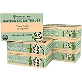 MOTHER EARTH Bamboo Facial Tissue Paper - 4 Ply Tissue Flat Box, Lint-Free, Hypoallergenic, Septic-Safe, Unscented, 60 Sheets per Box, 6 Pack, Total 360 Tissues
