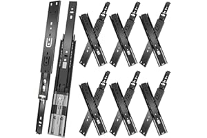 JI2OOYI 18 inch Drawer Slides 6 Pairs (12pcs) Soft Close 3 fold Full Extension Side Mount Cabinet Drawer Glides 18" Black Cabinet Rails for Dresser, Cabinet, Kitchen 100 LB Capacity