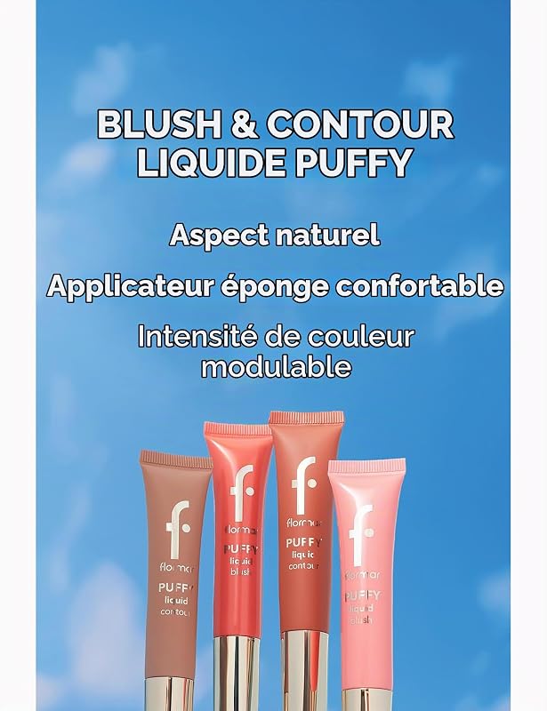 Puffy Liquid Contour 003 Deep – Contour liquide modulable avec applicateur éponge, fini naturellement lumineux