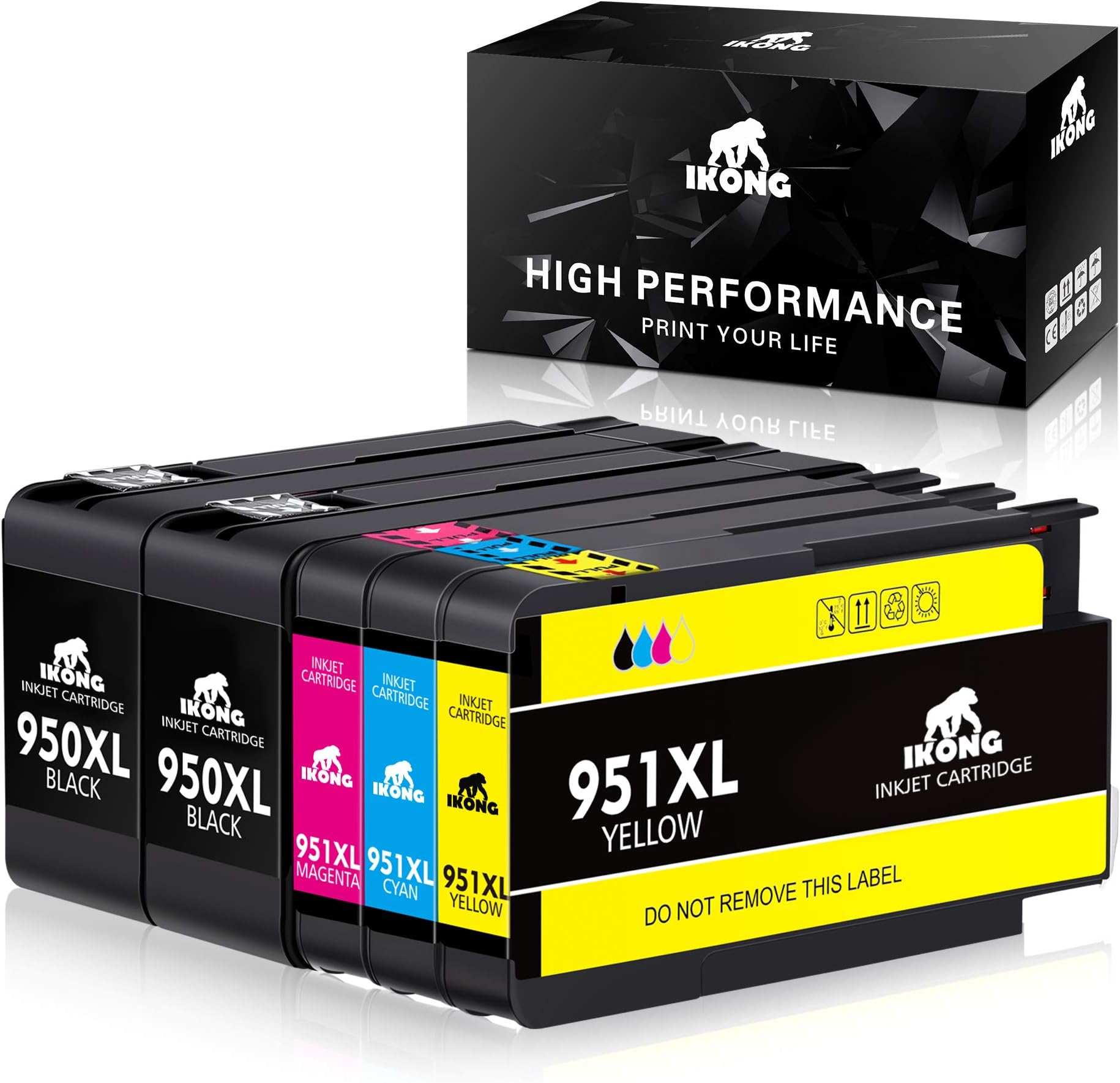 IKONG 950 XL 951 XL Replacement for HP 950XL 951XL Ink Cartridges Compatible with HP Officejet Pro 8600 8610 8620 8630 8640 8100 8615 8625 8660 251dw 276dw (2 Black, 1 Cyan, 1 Magenta, 1 Yellow)