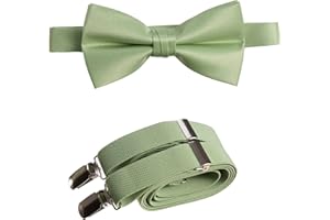 Tuxgear Mens Bow Tie and Adjustable Stretch Suspender Sets in Assorted Colors
