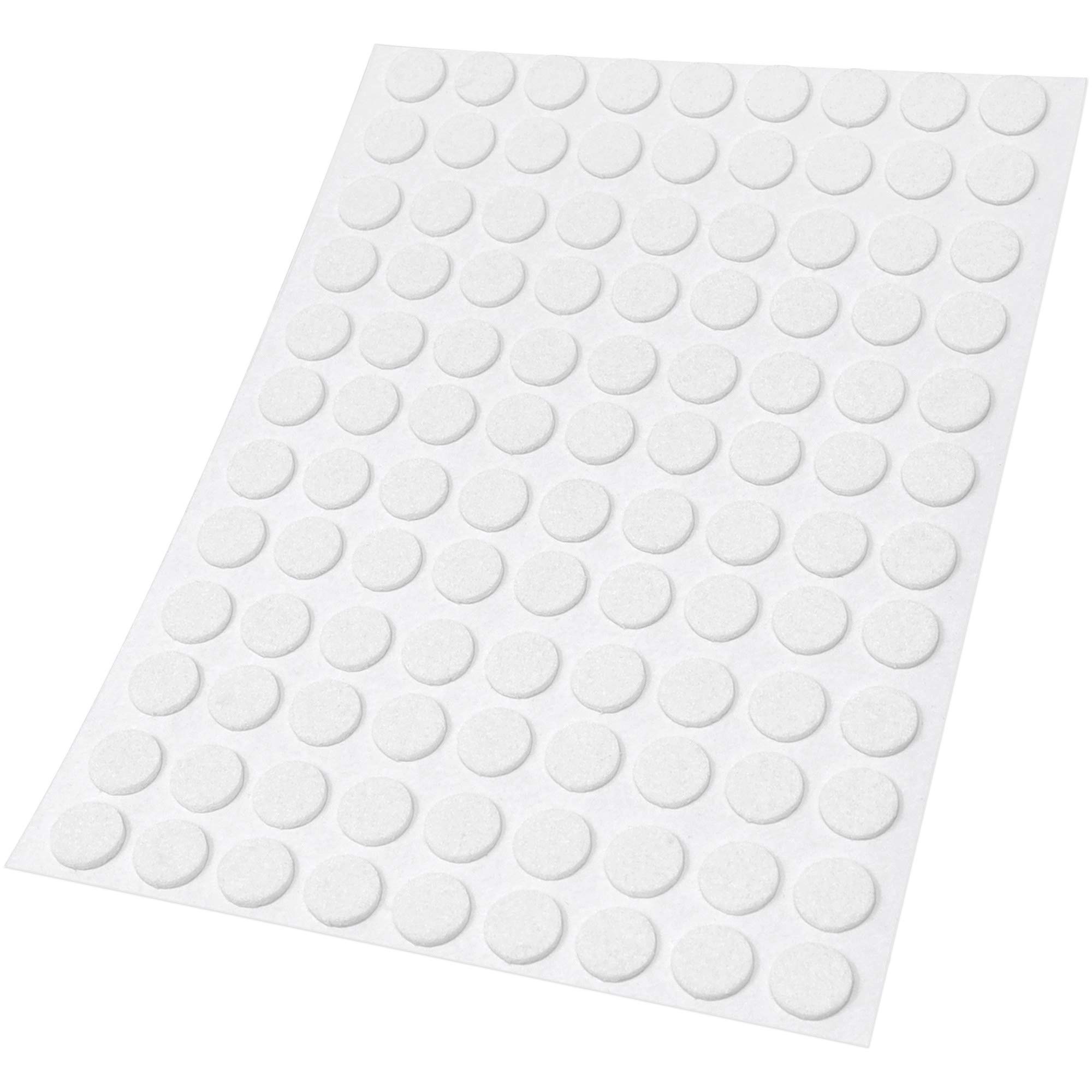 Adsamm® / 108 x self-stick felt pads / Ø 0.39'' (Ø 10 mm) / white / round / self-adhesive furniture glides with felt thickness of 0.059'' / 1.5 mm