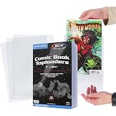 BCW Current Comic Book Topload Holders, Rigid PVC Display Cases, 10 Count | Each rigid clear PVC holder fits one Current or Modern comic for protected storage, display, shipping, and archiving.