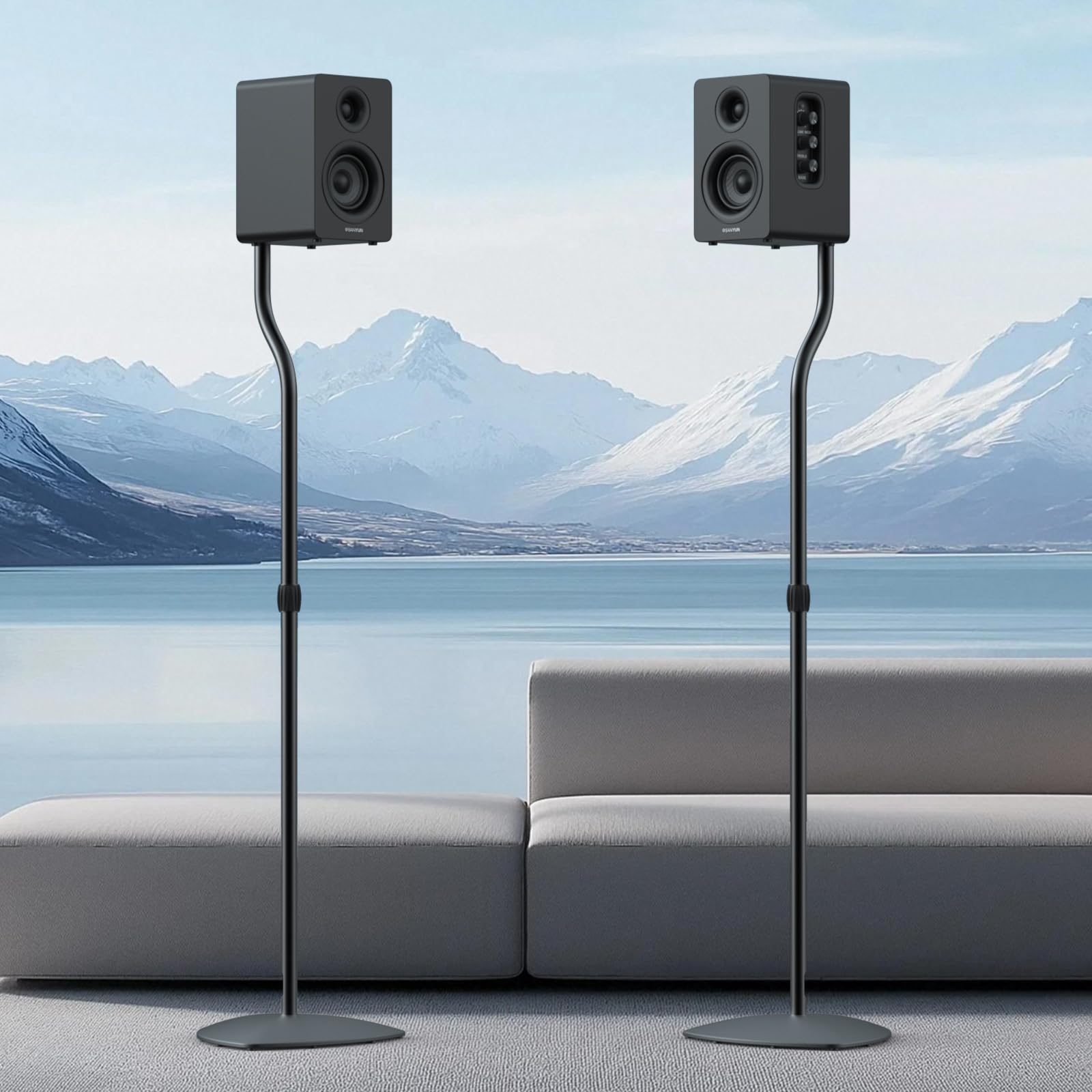 Photo 1 of Anautin Universal Speaker Stands Pair, Satellite & Bookshelf Speaker Stands-28-38in Adjustable, Surround Sound Speaker Stand for Home Theater, Compatible to Sony/Bose/JBL/Sonos/Klipsch/Edifier/Polk