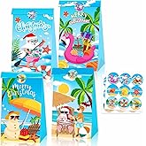 YVAINE 12Pcs Summer Christmas Mele Kalikimaka Tropical Gift Bags Hawaiian Christmas Candy Treat Bag for Tropical Luau Mele Kalikimaka Party Supplies