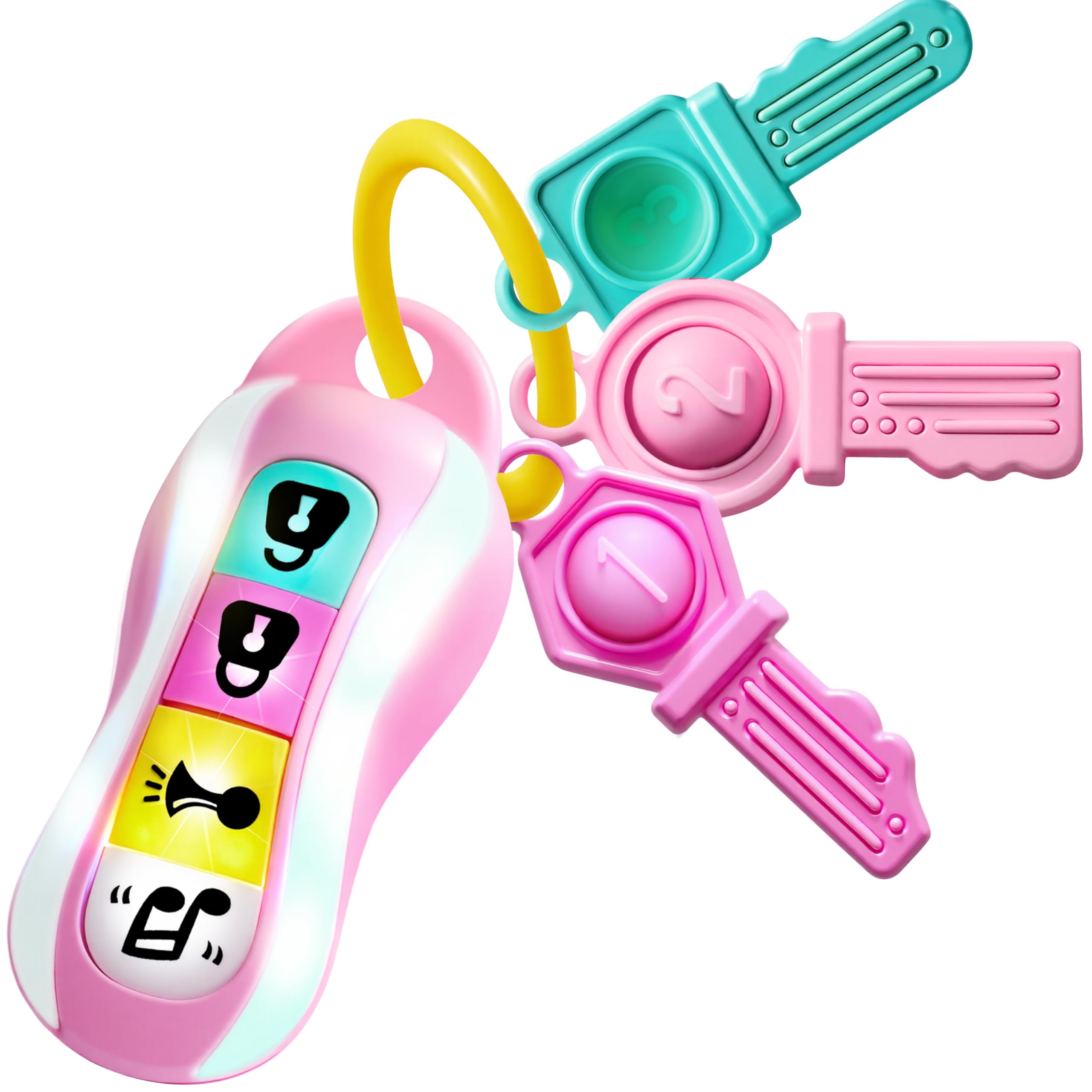JOYIN Baby Car Keys Teether - Toddlers Sensory Learning Toy w/Music & Lights - Musical Toys for Travel - Birthday Gifts for Baby Age 10+ Months Easter Basket