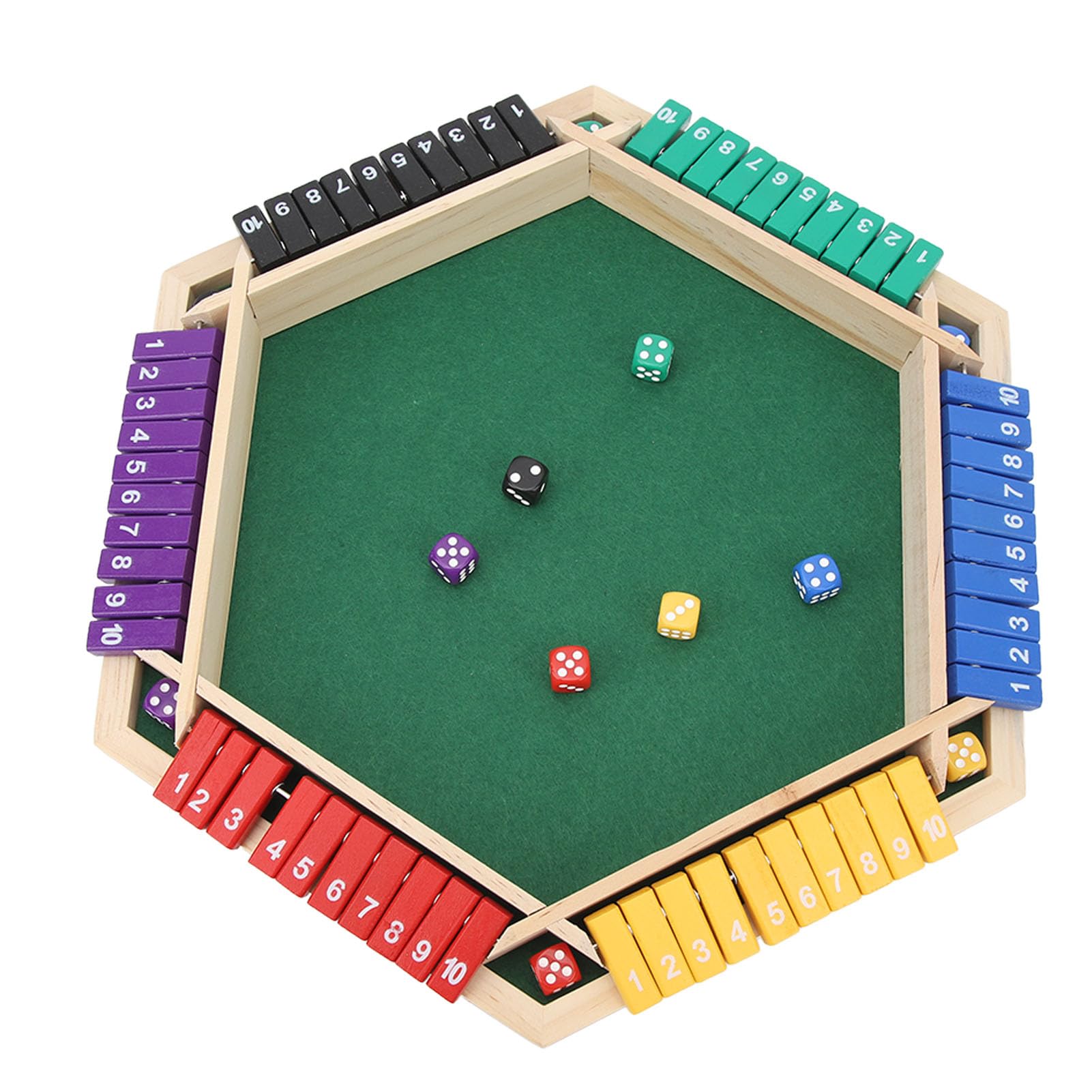 CHICIRIS Shut The Box Dice Game, Endless Interactive Board Game Pub Table Game Shut The Box Game 6 Player Basswood for Party Adults