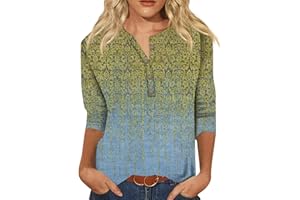 AMXYFBK Women's 2024 Summer 3/4 Sleeve Printing Crewneck Cute Loose Fit Tee Tops Casual Basic Holiday Blouse