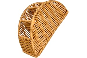 CAXUSD Vintage Synthetic Rattan Remote Control Organizer with Compartments Flexible Desktop and Bathroom