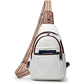 YEWSEA 8L Crossbody Sling Bag Fanny Pack For Women Men Backpack Travel Shoulder Bags Purse Handbag Gifts For Her PU Leather Beige