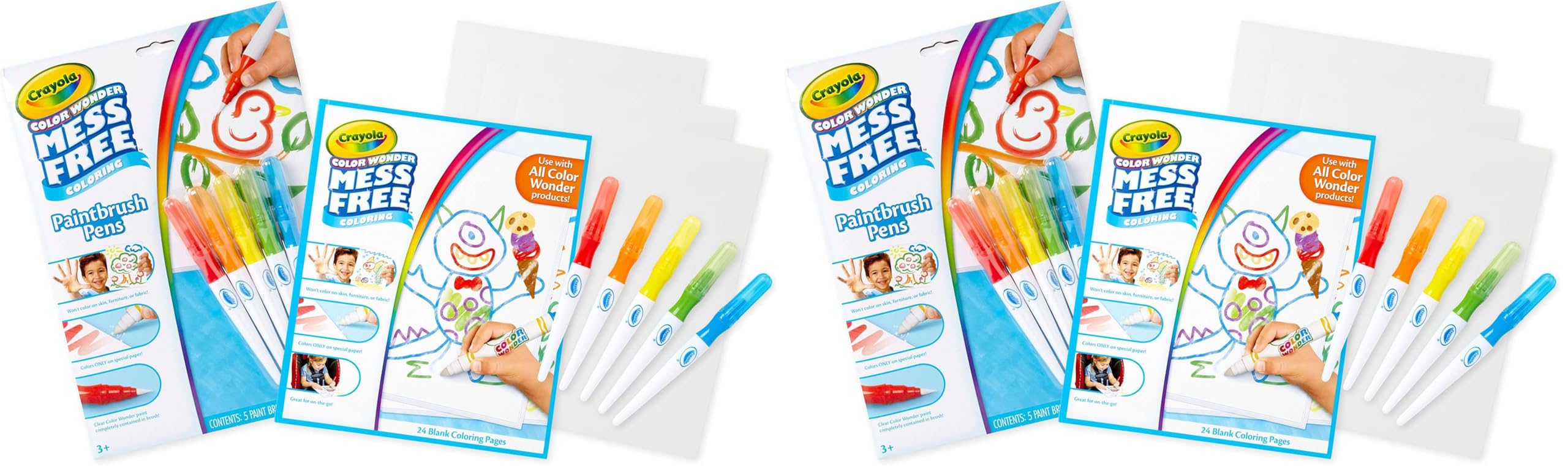 Crayola Color Wonder Paintbrush Pens & Paper, Mess Free Coloring for Toddlers, Painting Set, Toddler Arts & Crafts, Kids Gift (Pack of 2) Image