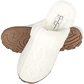 Jessica Simpson Women's Soft Cable Knit Memory Foam Clog Slippers with Indoor/Outdoor Sole