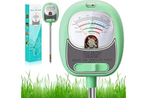 HSLGOVE 4-in-1 Soil Test Kit – Soil Moisture Meter, pH, Fertility & Sun-Light, No Battery Required, Large Dial Soil Tester for Indoor & Outdoor Gardening, Lawn, Farm – BabyGreen