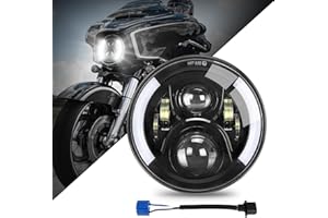 SUPAREE 7 Inch LED Motorcycle Headlight with Turn Signal: Black Motorcycle Headlight Compatible with Touring Road King Ultra Classic Electra Street Glide Tri Cvo Heritage Softail Slim Deluxe Fatboy