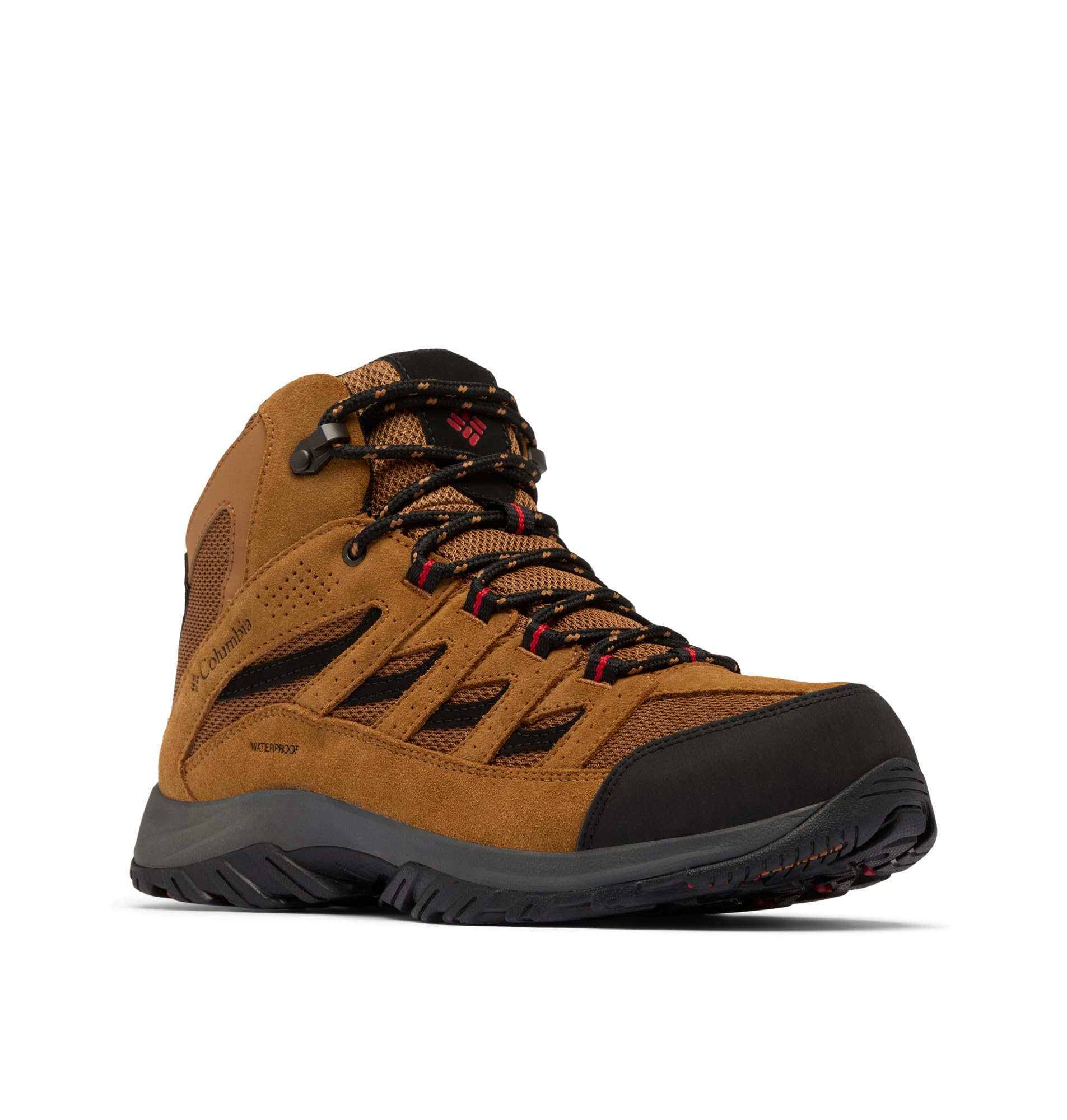 Columbia Mens Crestwood Mid Waterproof, Camel Brown/Mountain Red, 7 Wide Image