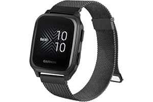 Wanme Metal Bands for Garmin Venu 2 Plus / Venu Sq / Venu / Vivoactive 3 Watch Band Women Men, Stainless Steel Mesh Magnetic Replacement Wristband Bracelet Strap for Garmin Vivomove Sport, Vivoactive 3 Music, Forerunner 645 / 245 Music Smart Watch