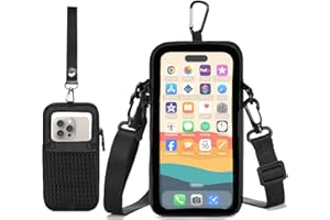 Prime Comfort Cell Phone Sleeve Pouch Case Bag with Adjustable Crossbody Strap and Wrist Strap, Touchscreen-Friendly Clear Cell Phone Purse Bag with Carabiner for Men Women (Clear Black- A)