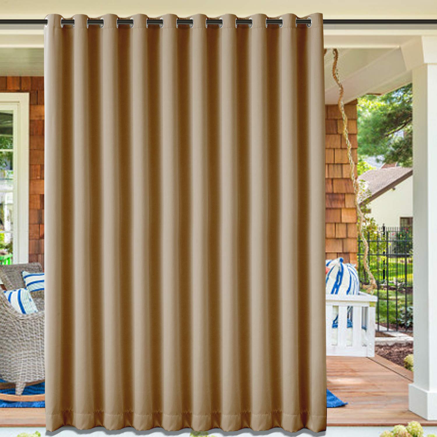 cololeaf Porch Curtains Outdoor Waterproof Patio Garden Outdoor Curtain/Exterior Shades/Blinds- Grommet Thremal Insulated Blackout Curtain - Wheat 84" Wx84 L Inch (1 Panel)