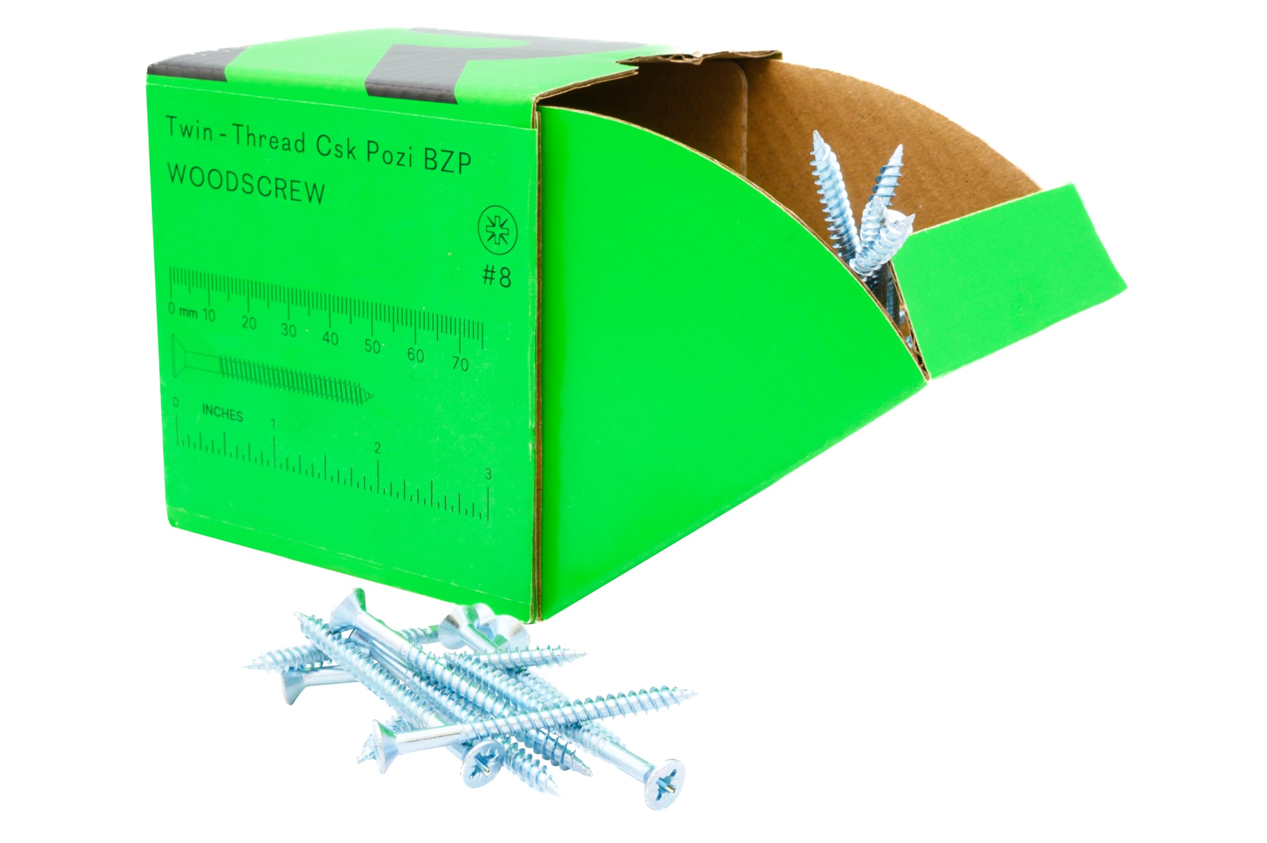 Rikä TWSR023 Woodscrew Twin-Thread CSK BZP 8 x 2in 200pk