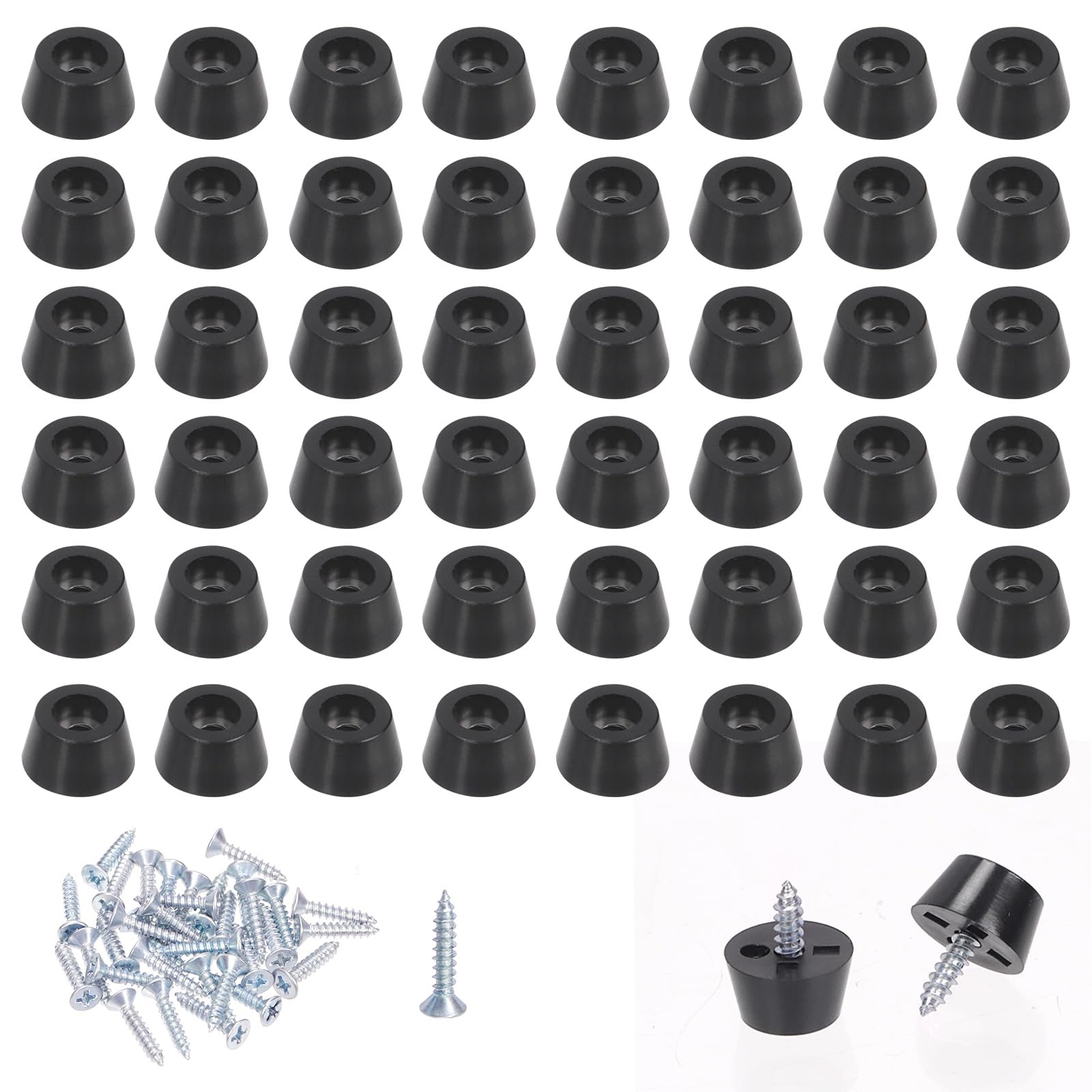 Mardatt 50Pcs Rubber Feet for Cutting Board, Non Slip Rubber Bumper Feet with Screws, Black Rubber Feet Bumpers Pads for Furniture and Appliances- 12x8x7mm/0.47"x0.31"x0.27"