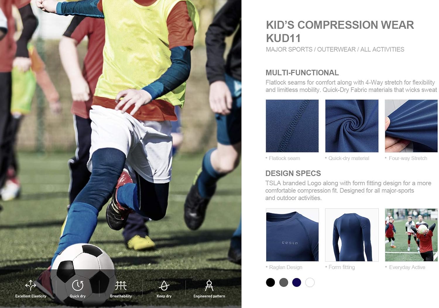 TSLA Boy's Cool Dry Long Sleeve Compression Shirts, Athletic Workout Shirt, Sports Base Layer T-Shirt: Clothing