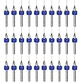 uxcell PCB Drill Bits 0.4mm Tungsten Carbide Rotary Tool Jewelry CNC Engraving Print Circuit Board Micro Drill Bits 1/8 Inch Shank 30 Pcs