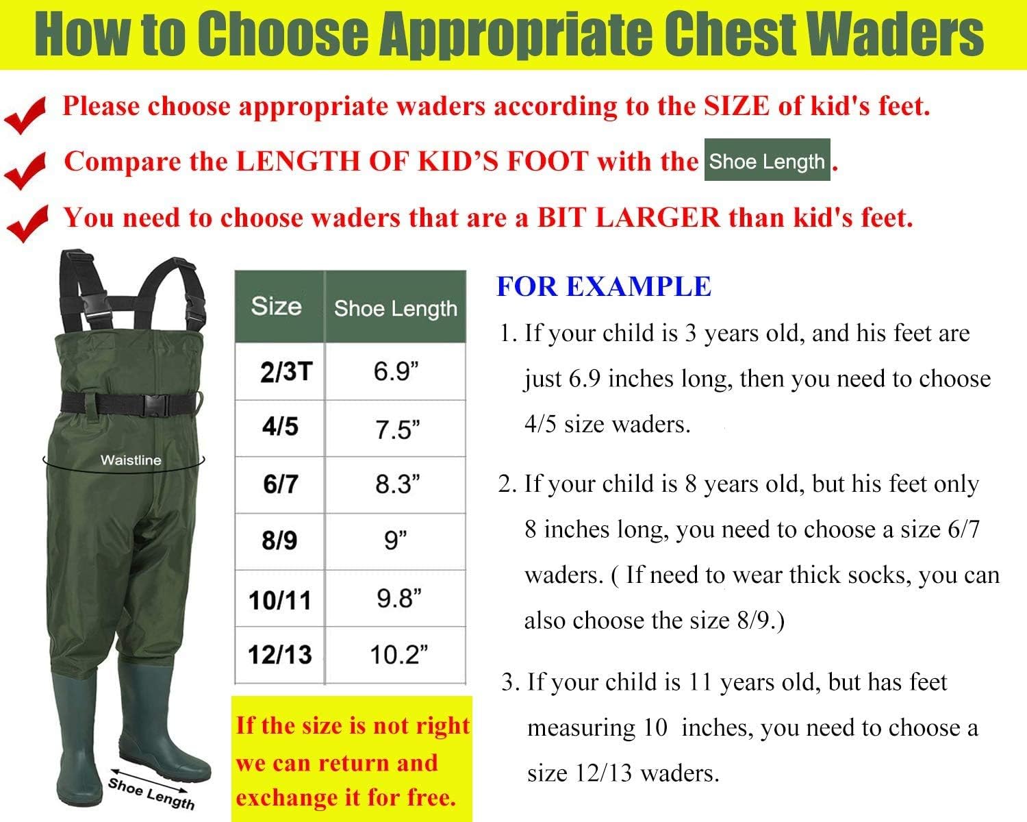 LANGXUN Hip Waders for Kids, Lightweight and Breathable PVC Fishing Waders for Children, Waterproof Bootfoot Waders for Boy and Girl, Army Green Chest Waders for Women : Sports & Outdoors