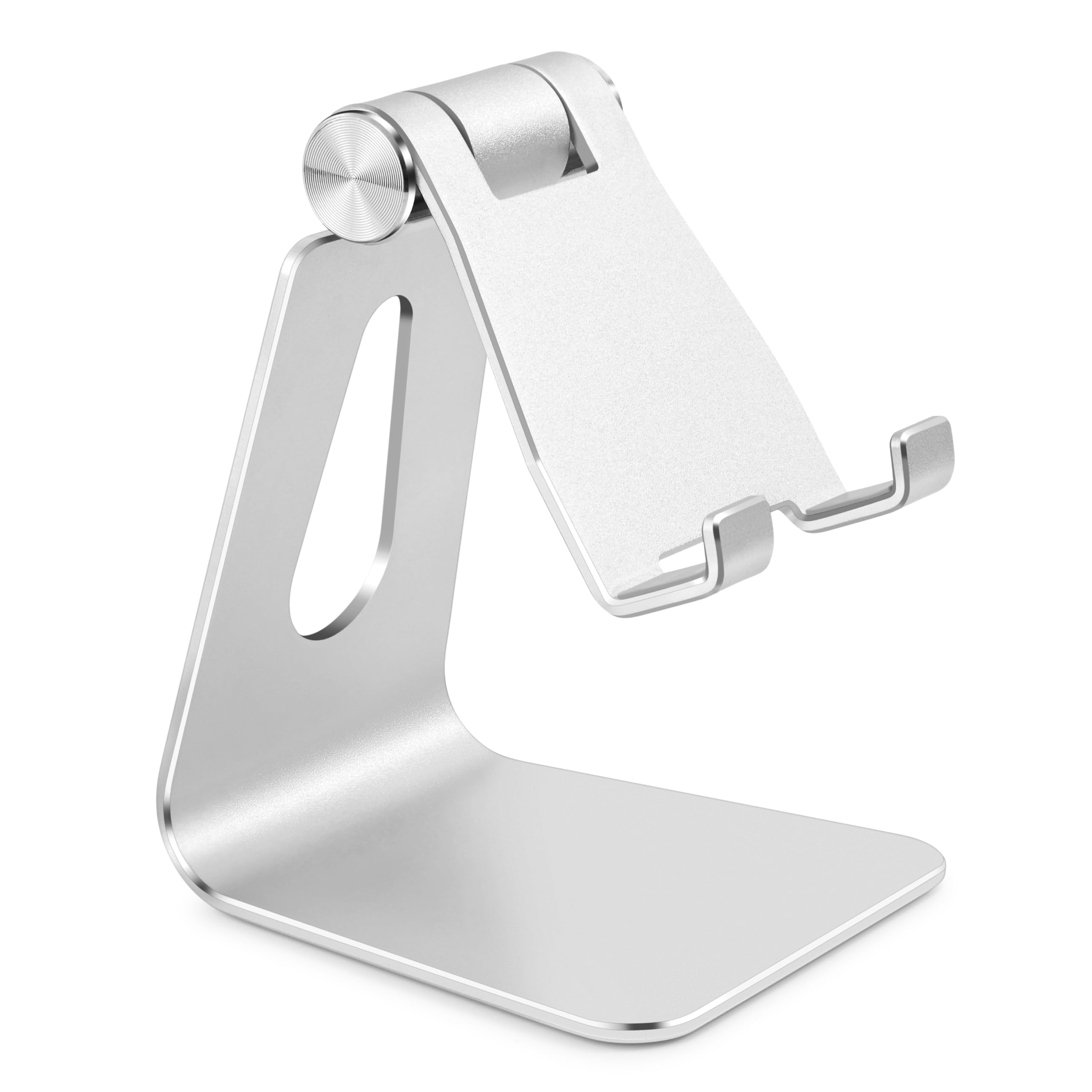 Bidponds Phone Stand,Adjustable Cell Phone Stand for Desk,Aluminum Alloy Cell Phone Cradle Cell Phone Holder for Desk,Silver