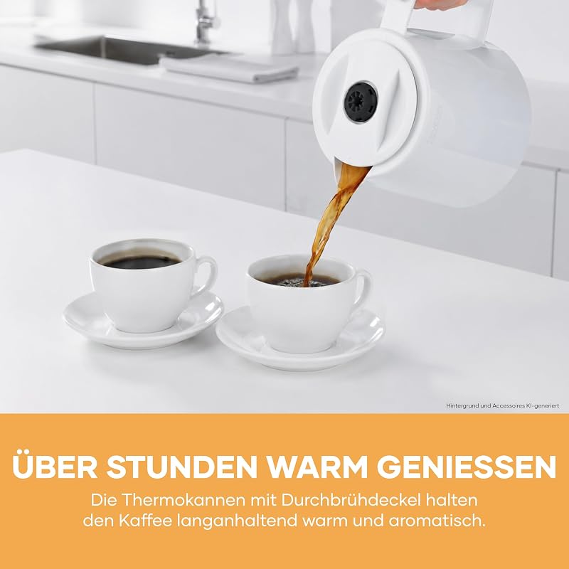 Filter-Kaffeemaschine, 2 Thermokannen, bis zu 16 Tassen, 2L, weiß