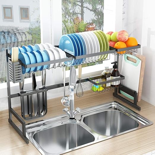 Dish Drying Rack Over Sink Drainer Shelf For Kitchen Supplies