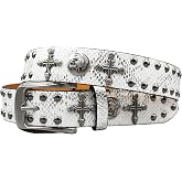 Black Western Cowboy Belt for Men Women Y2k Studded Belt Punk Goth | Removable alloy buckle. Small metal skull/spider. Durable Studded Y2k Design. Wonderful present.