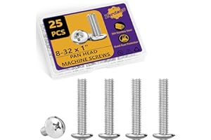 ZERDANS 8-32 x 1 Machine Screws, 25 PCS Phillips Pan Head Electrical Outlet Machine Screws 304 Stainless Steel, Wall Plate Receptacles Mounting for Switch Plate, Cabinet Door and Drawer
