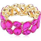 chaoyite Austrian Teardrop Crystal Bracelet Elastic Stretch Bangle Bracelet for Bride Art Deco Elegant Party Wrist Jewelry for Woman #BA005