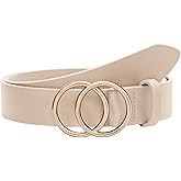 SUOSDEY Women Leather Belt Fashion Double O-Ring Soft Faux Leather Waist Belts For Jeans Dress